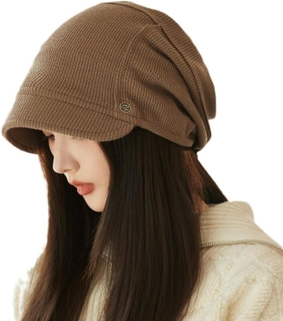Women's Fall Winter Beanie Hats with Short Brim Classic Baggy Fedora Cold Warm Caps