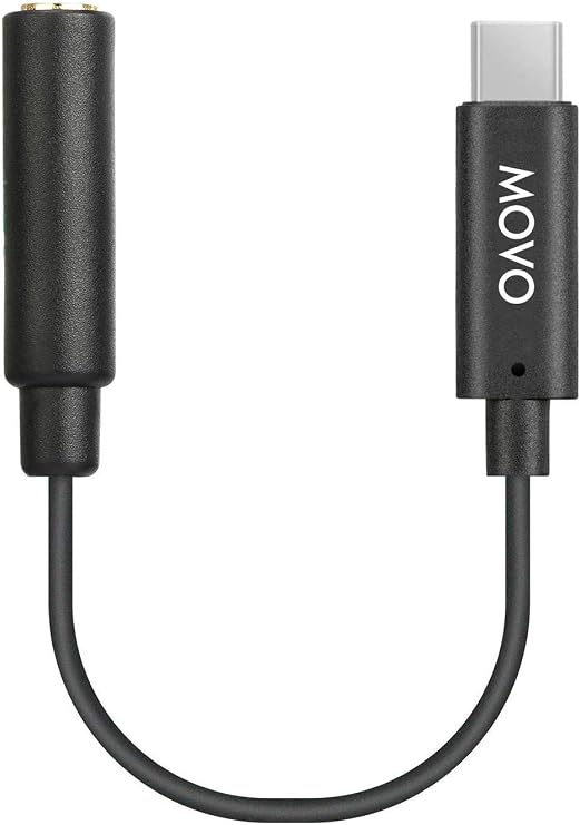 Movo PMA-1 DJI Osmo Pocket Microphone External Sound Adapter USB Type-C to 3.5mm TRS External Microphone Adapter