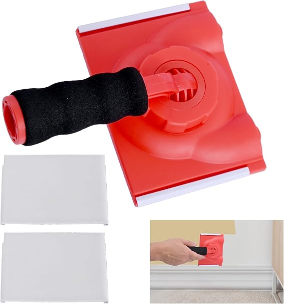Paint Edge Trimmer, Paint Edger Tool for Walls with Two Replace Pad Adjustable Wall Corner & High Ceilings Pad Painter, Baseboard Painting Tool, Home Interior Painting Supplies