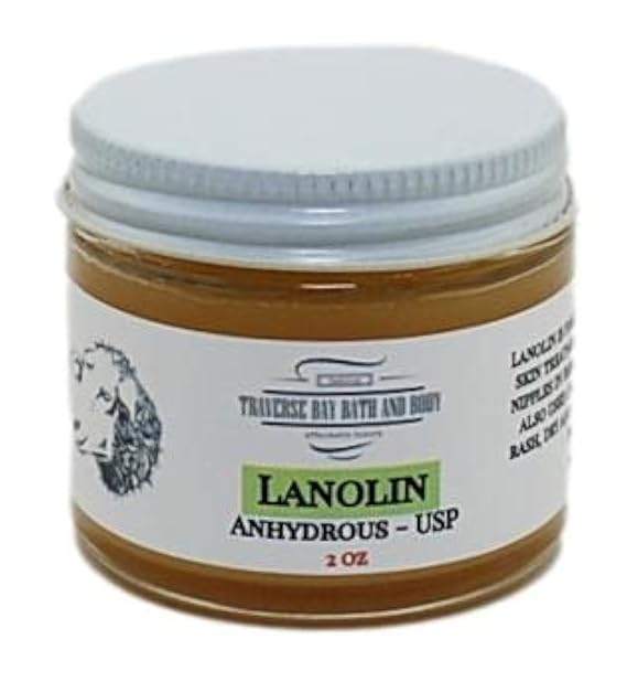 Lanolin - Anhydrous - USP, 2 oz, Glass Jar with Lid Soap making, lotion, creams, bath, beauty, 100% pure lanolin