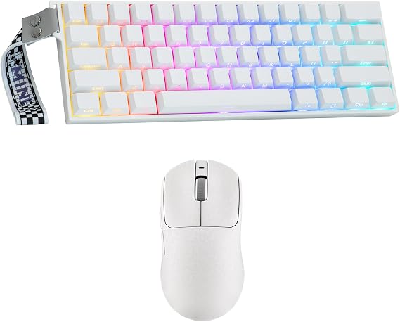 MechLands Mini60 HE PRO Hall Effect Keyboard with AJ199 Lightweight Gaming Mouse with Carbon Fiber Shell