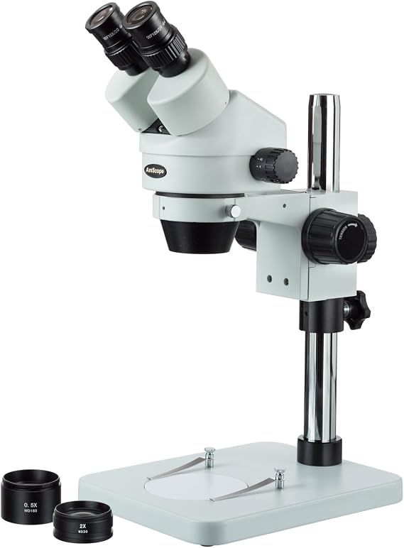 AmScope SM-1BSZ 90X Zoom Binocular Stereo Microscope with Table Pillar