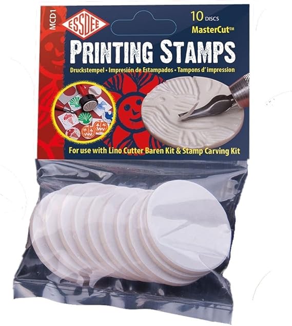 ESSDEE Self - Adhesive Mastercut Printing Stamps - Blocks, Stamp Making, Printmaking, and Lino Carving - 1.7 Inches and 4 mm Thick - Pack of 10