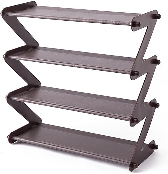 XOOFMASS 4-Tier Small Foldable Shoe Rack, Metal Shoe Storage Organizer Stackable Foldable Shoe Storage Cabinet, Easy Installation, Folding Shoe Rack for Closet Entryway Hallway