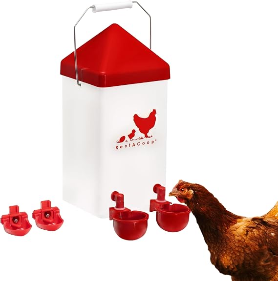 RentACoop 1 Gallon Chicken Waterer with Cups & Nipples