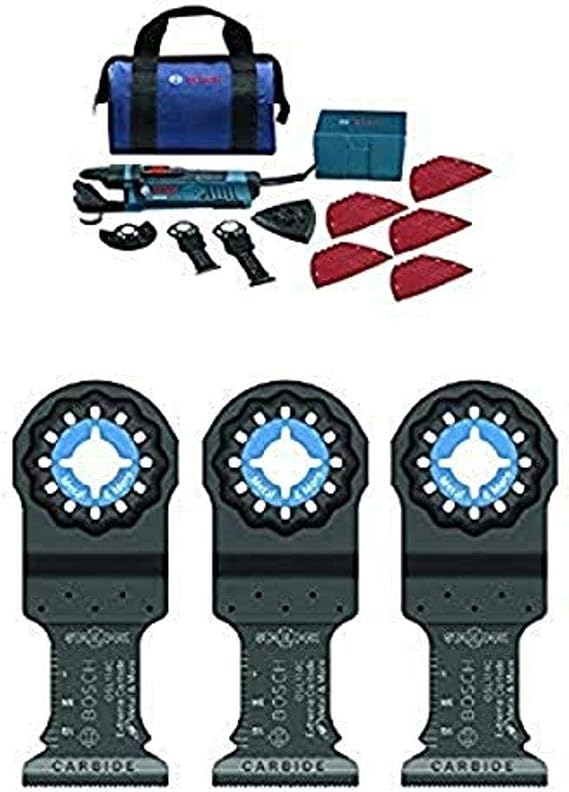 BOSCH StarlockPlus Oscillating Multi-Tool Kit and Snap-In Blade Attachment with Starlock Carbide Plunge Cut Blade