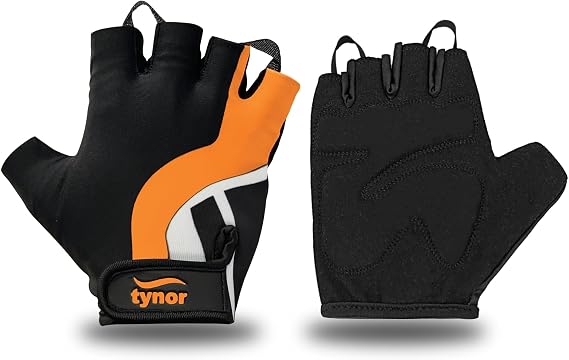 TYNOR Training Gym Gloves Padded Weight Lifting Gloves with Wrist Wrap Extra Grips Adjustable Full Palm Protection Fitness Fingerless Glove for Men & Women, Crossfit, Climbing,1 Pair