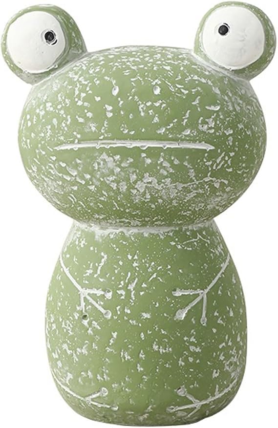 Retro Concrete Frog Sculpture - Distressed Finish & Oversized Eyes (18cm/12cm) - Whimsical Desk Decor(11.5 * 8 * 18 cm)