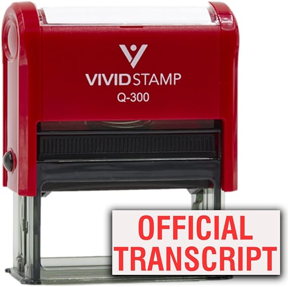 Official Transcript Self Inking Rubber Stamp (Red Ink) - X-Large