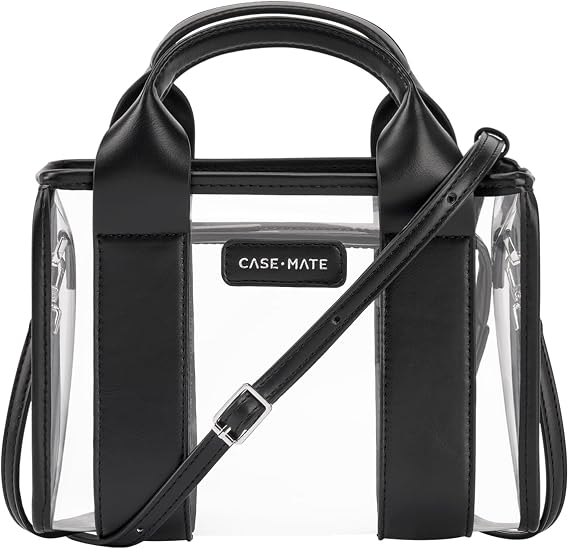 Case-Mate Jelly Stadium Bag for Women - Black/Clear | Clear Tote Bag for Stadium Events - Mini Purse with Crossbody Strap - Water-Resistant Handbag for Keys, Phone, Wallet & More