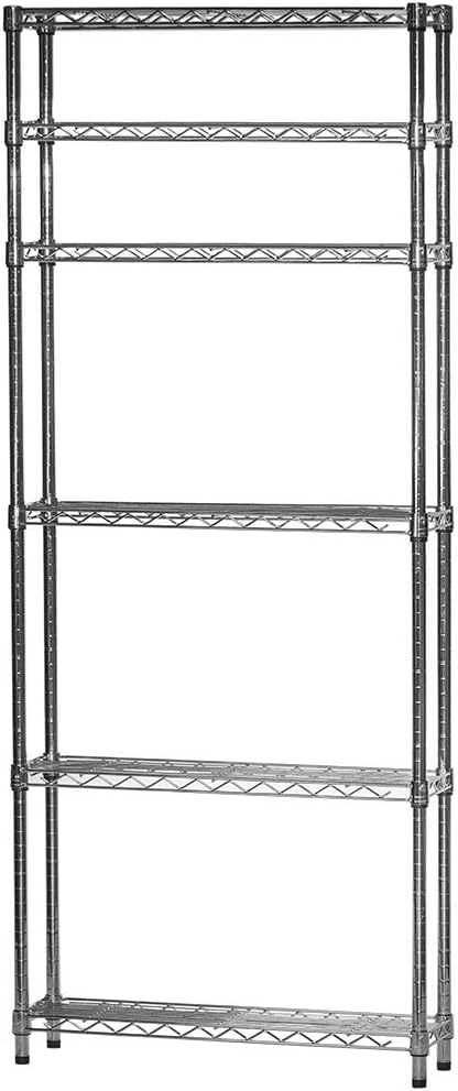 Shelving Inc. 8" d x 30" w x 72" h Chrome Wire Shelving with 6 Tier Shelves