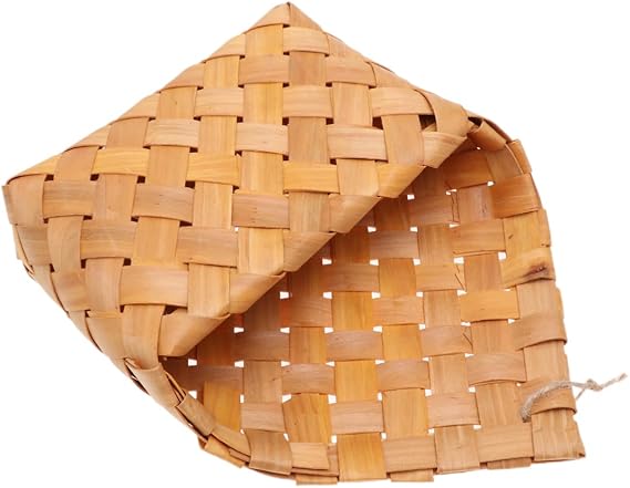 Handmade Woven Wood Storage Basket for Laundry and Sundries Organizer