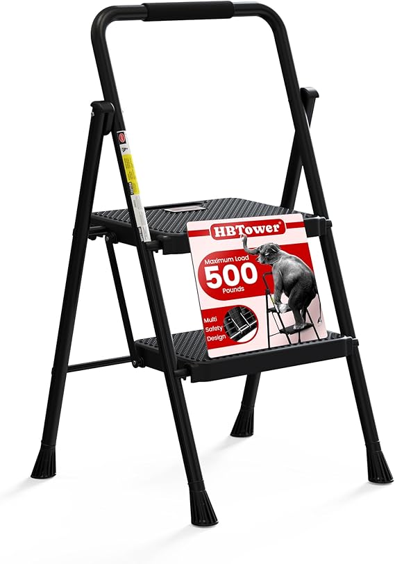 HBTower Step Ladder, Folding Step Stool with Wide Anti-Slip Pedal