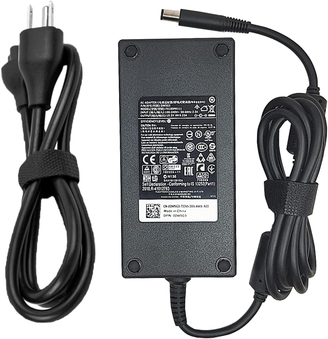 180W AC Charger Fit for Dell Alienware 13 15 17 R1 R2 R3 R4 R5 M13 14 M14X M11X Alienware-m15X Alienware Area-51m Alienware m17 m17X X51 m15 DA180PM111 FA180PM111 Laptop Power Adapter Supply