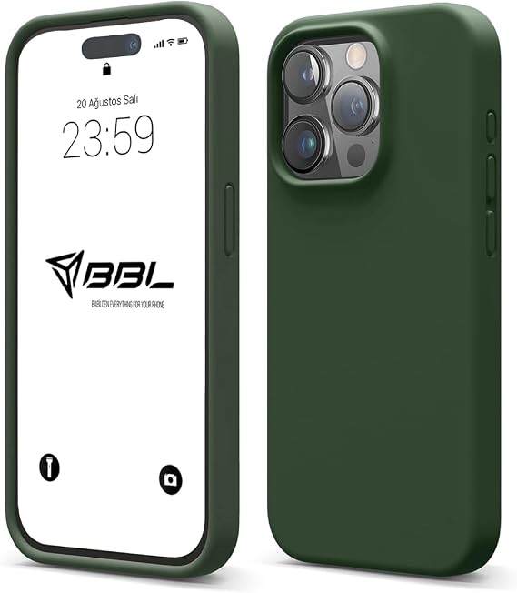 Babilden iPhone 14 Pro Max İle Uyumlu Kılıf İnce Ve Dayanıklı Sıvı Silikon 3 Katmanlı Tam Kaplamalı Şık Yumuşak Jel Hissi Yüksek Kalite Kauçuk Telefon Kılıfı (Asker Yeşili)