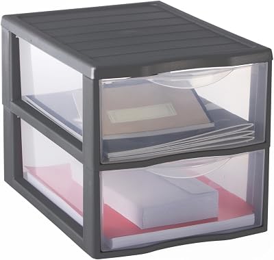 Sundis Orgamix Mini Drawer Tower with 2 drawers Big PP Argent 36,5 x 26 x 25,5 cm