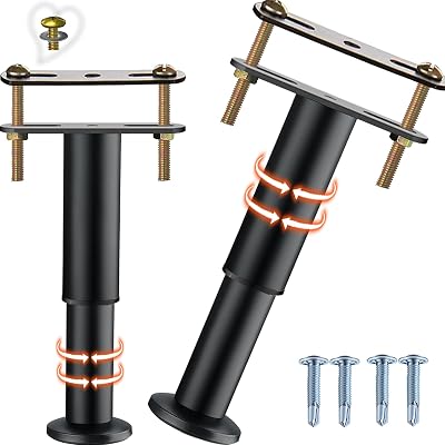 2PC Bed Frame Support Legs Stabilizer Replacement Universal Slat Reinforcement 6-9.5 inch Black