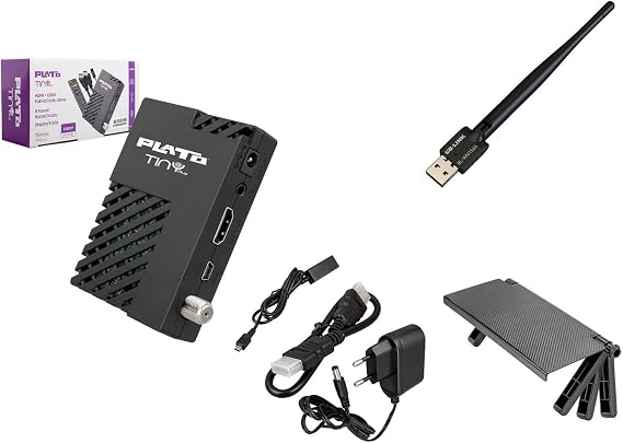 Plato Tiny Plus, Wifi ‘li, Tv Top Stand, 8000 Channel Memory, HD Satellite Receiver, Hdmi Cable Included