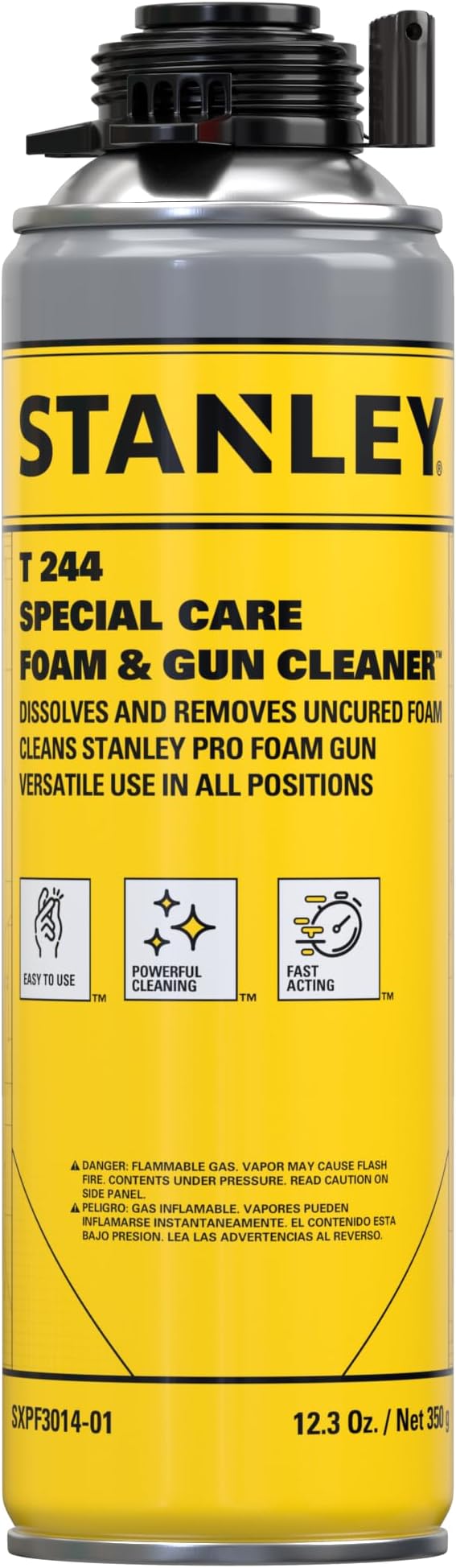 Stanley Dispensing Gun Cleaner Solvent Mixture Dissolving Uncured Polyurethane Foam Polyurethane Insulation Foam Aerosol Can Bottle