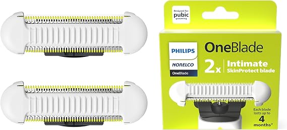 Philips Norelco OneBlade Skin Protect Replacement Blade for OneBlade Electric Shaver and Trimmer, Durable Stainless Steel, Trimming and Shaving, Skin Protection, 2 Count, QP229/80 | 本物のSkinProtectブレード、親密な陰部グルーミング用に設計、ステンレススチール、ブレードは最長8ヶ月持続、QP229/80