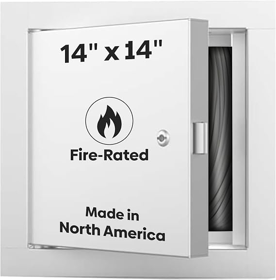 Best 14 x 14 Un-Insulated Fire Rated Metal Access Panel with 1 Flange, 16 Gauge Steel Access Door with Reinforced Edges & Hidden Hinge, Self-Closing/Latching, Inside Latch Release, BA-FB-5060