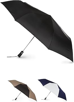 Totes Auto Open/Close Windproof Compact Large Golf Umbrella with UV and Water Repellant Protection
