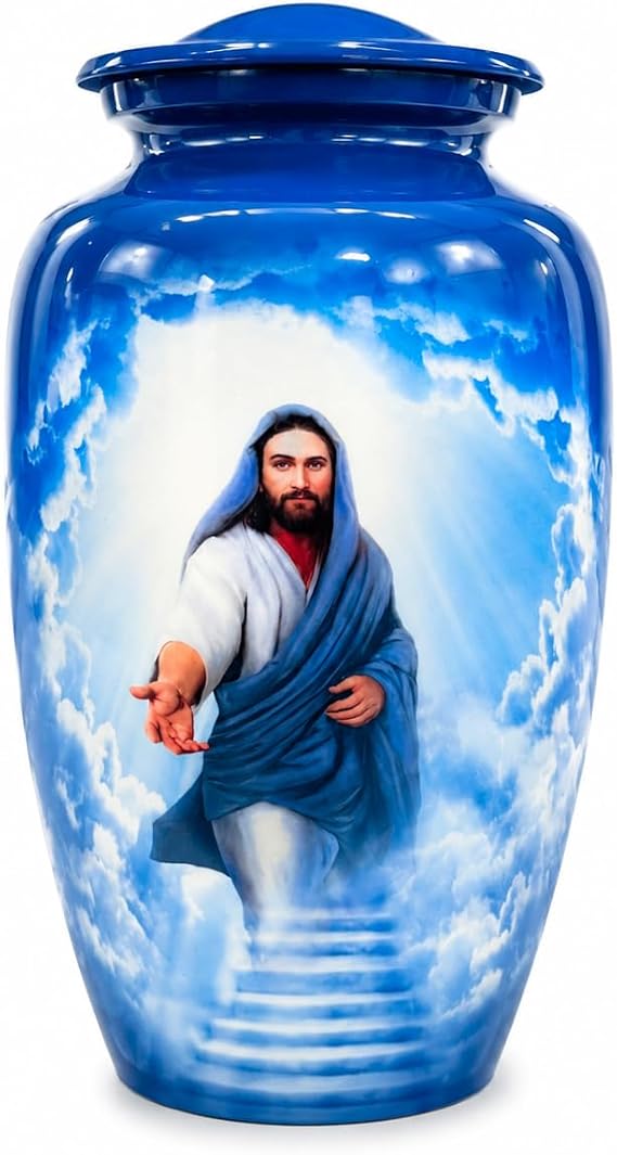 Nautical Replica Hub Decorative Ceramic Urn, Heavenly Design, Deep Blue, 10 inches, Adult Size