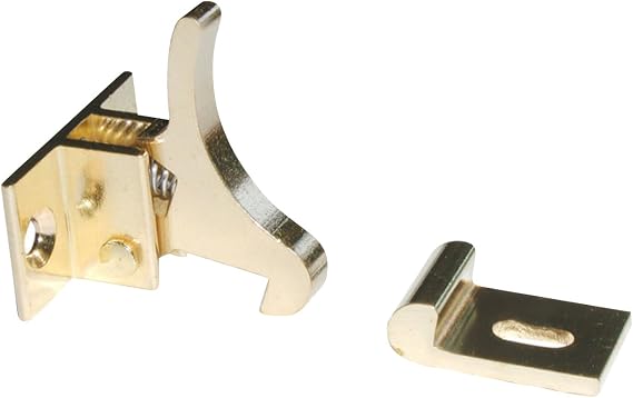 Rok Hardware Extra Heavy Duty Elbow Latch Cabinet Door/Window Catch - Brass Finish with Screws