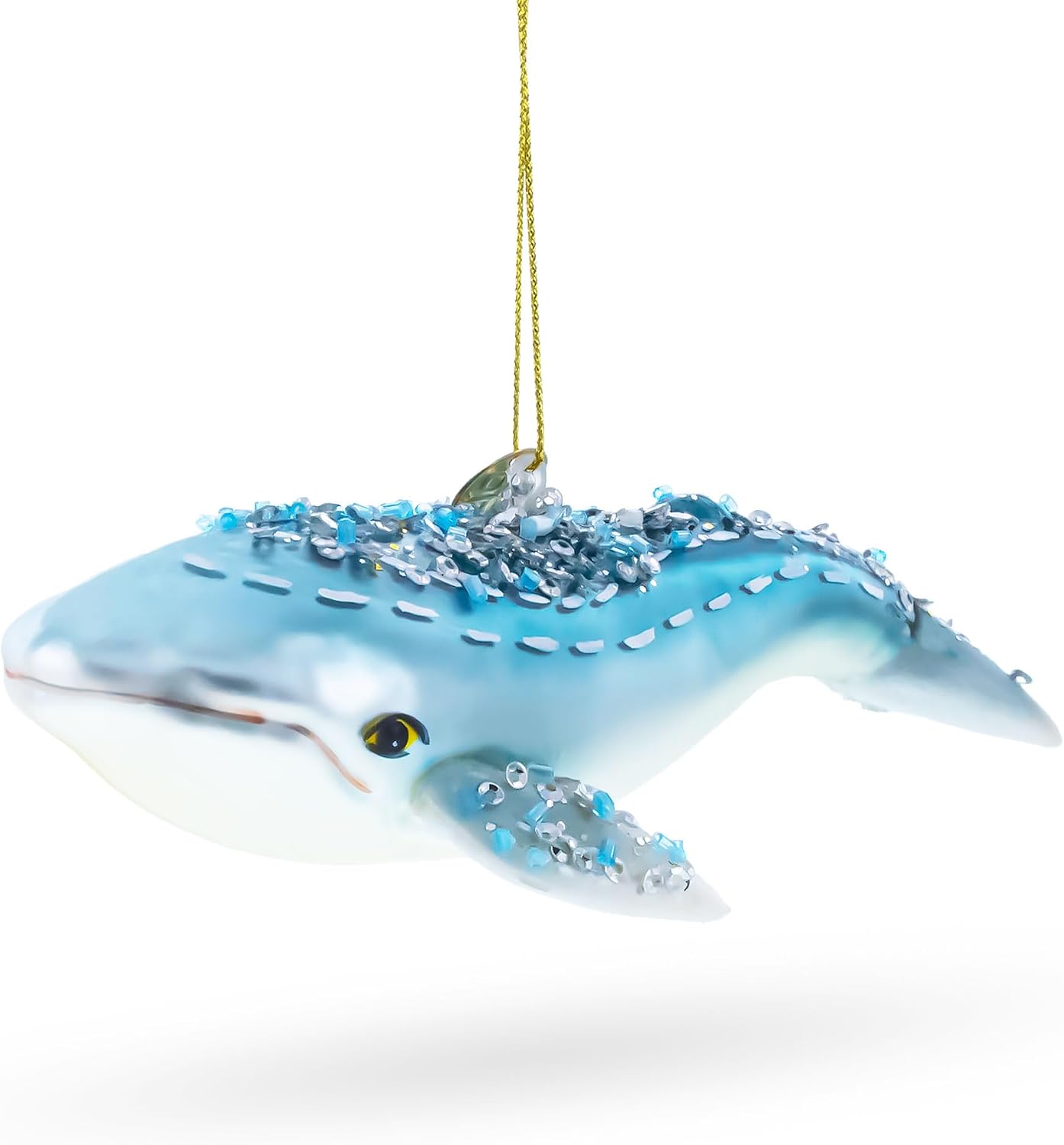 Blue Whale Blown Glass Christmas Ornament