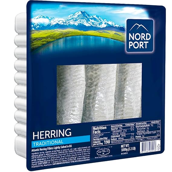 Nord Port Traditional Salted Herring Pieces-Fillet 1kg/ 35.27oz
