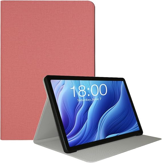Case for TECLAST T60 Tablet 12 inch Android 14 Tablets, PU Leather Slim Folio Cover with Auto Wake/Sleep Function Soft TPU Back Shell Multi-Viewing Angles Stand for TECLAST T60, Pink