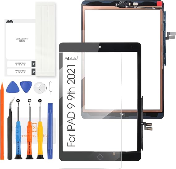 Screen for iPad 9 9th Gen 2021 Screen Replacement for iPad 9 9th Generation 10.2 Inches Tablet Touch Screen A2602,A2603 Touch Digitizer Repair Parts with Home Button+Protcetor Film(No LCD (Black)