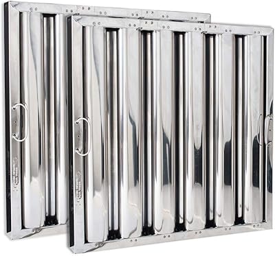 Kleen-Gard Stainless Steel Commercial Kitchen Hood Filter, Range Hood Baffle Grease Filter for Restaurant Kitchen Exhaust Hoods, 16H x 16W | Actual Size: 15.5H x 15.5W x 1.88D inches | Pack of 2