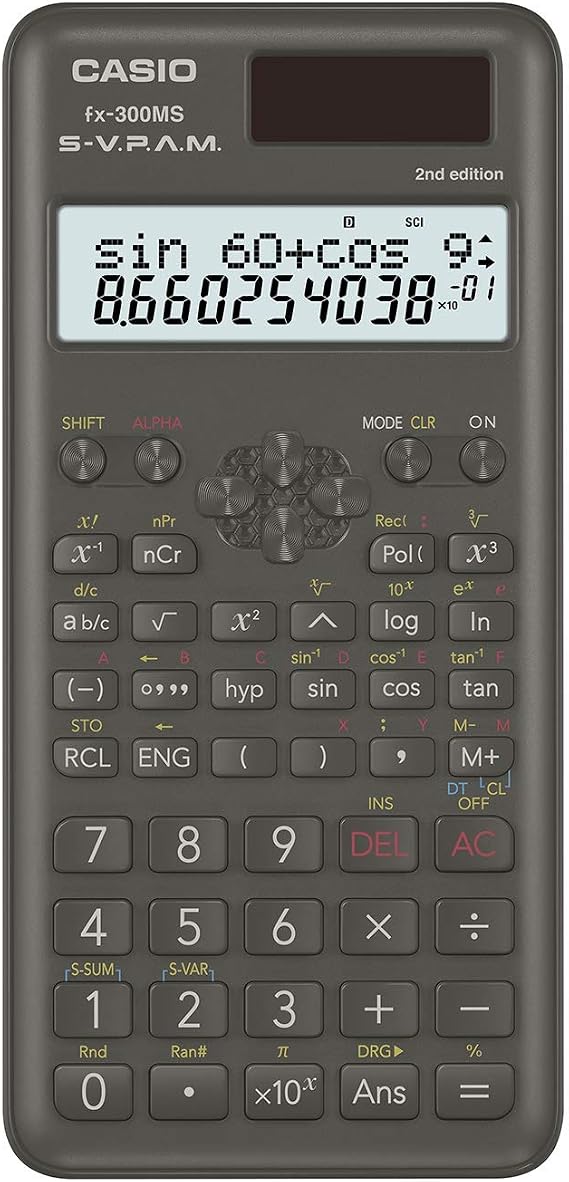Casio FX300MSPLUS2 Science Second Edition Calculator, Sleek Design, Black | 10-digit LCD with triggers, stats and fractions Great for high school algebra and test preparation
