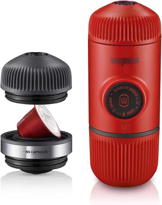 WACACO Nanopresso Portable Espresso Maker with NS Adapter Bundle - NS Capsule Compatible Travel Coffee Maker Set
