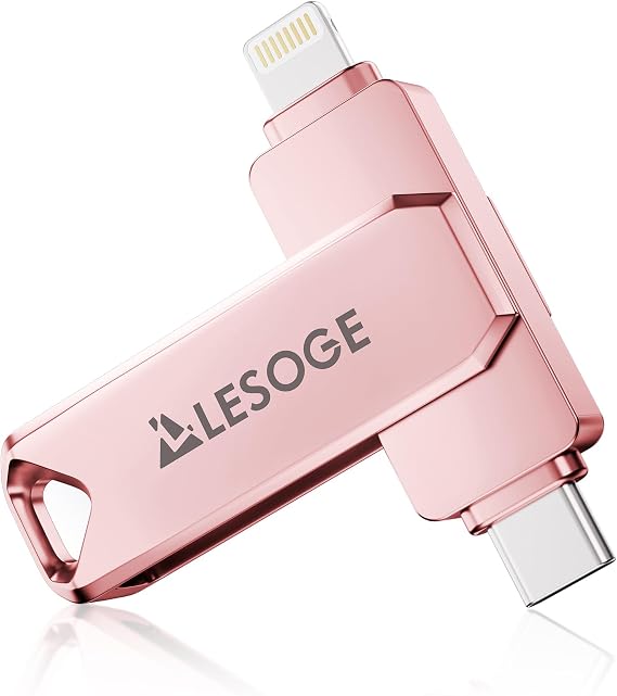 MFi Certified Flash Drive 256GB for iPhone Photo Stick Thumb Drive, High Speed USB Memory Stick iPhone Flash Drive for Photos, External Storage Jump Drive for iPhone/iPad/Android/PC (Light Pink)