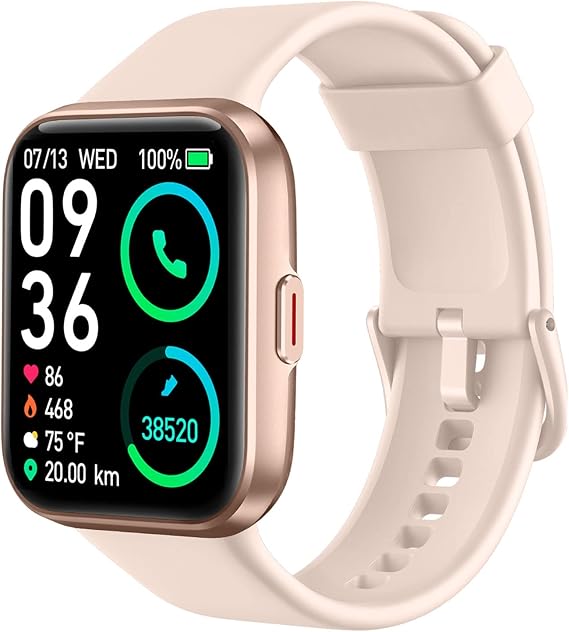 SKG Smart Watch for Women, Alexa & Call, 1.69" IP68, HR/SpO2, Pink, V7 Pro