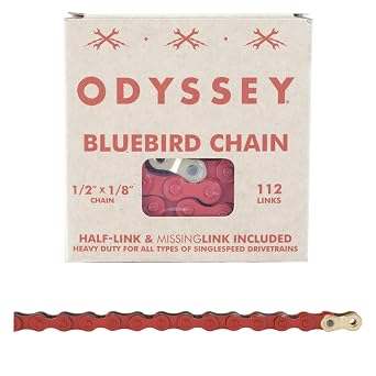 Odyssey Bluebird Chain - Single Speed 1/2" x 1/8", 112 Links, Red