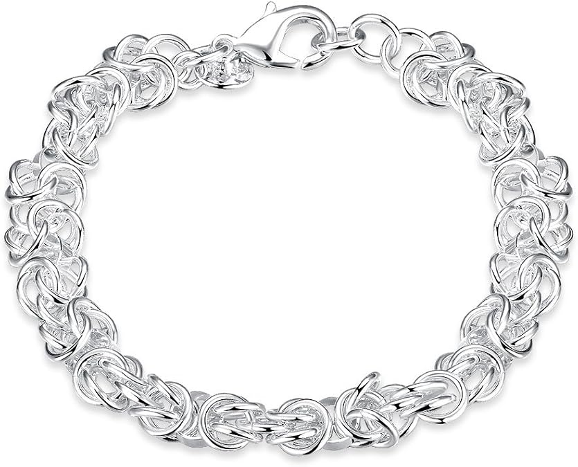 Sterling Silver Double Rolo Link Chain Bracelet 8" For Men or Women Teens, DIY Jewelry