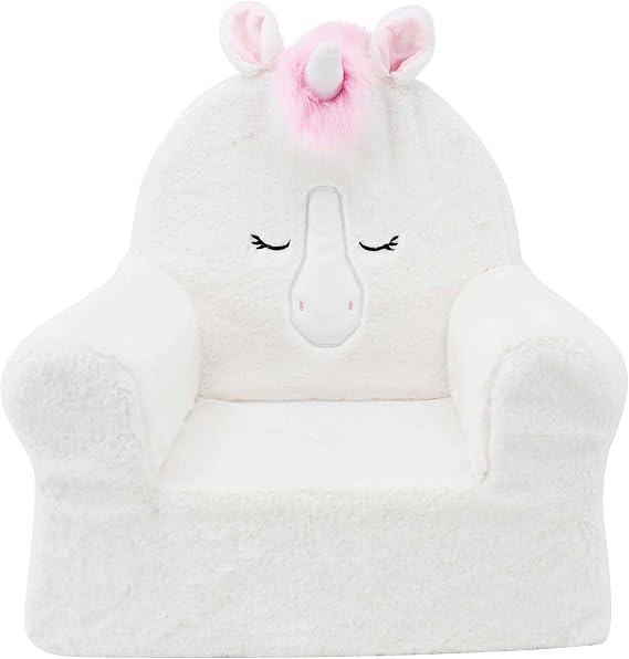 Soft Landing Sweet Seats, Premium and Comfy Toddler Lounge Chair with Carrying Handle & Side Pockets Ivory Unicorn