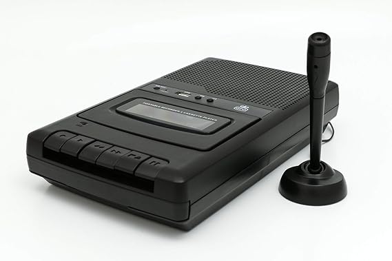 GPO CRS132 USB Cassette Recorder with Built-in/External Microphone Recording, USB Recording, Volume Control, Portable Tape Recorder with Built-in Speakers, Black