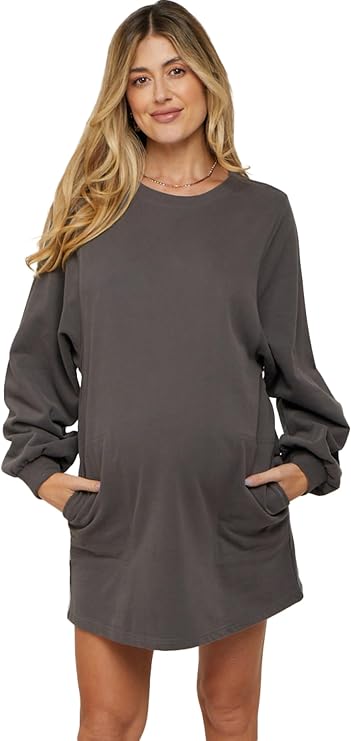 PinkBlush Charcoal Ultra Soft Maternity Sweatshirt Dress