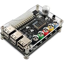 HLT ATX Power Supply Breakout Board with Adjustable Voltage Knob and 6- Port USB 2.0,and QC 2.0/QC 3.0, 3A Maximum Output,
