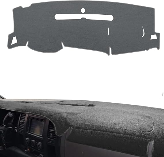 POSAID Dashboard Dash Cover Carpet for Chevy Silverado 2007-2013 and GMC Sierra 07-13 with Two Glove Boxes Car Dash Cover Mat Gray