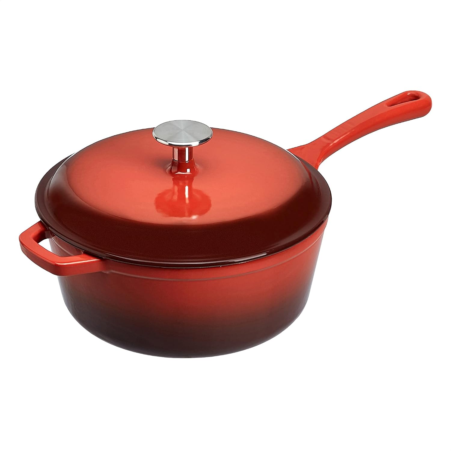 amazon commercial Enameled Cast Iron Covered Saucier, 3.7-Quart, Red