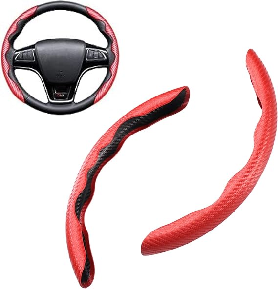 Car Steering Wheel Covers for Nissan Patrol 7. Gen (Y62) 2012 2013 2014 2015 2016 2017 2018, Anti-Slip Wear-Resistant Steering Wheel Protector Car Interior Accessories,Red