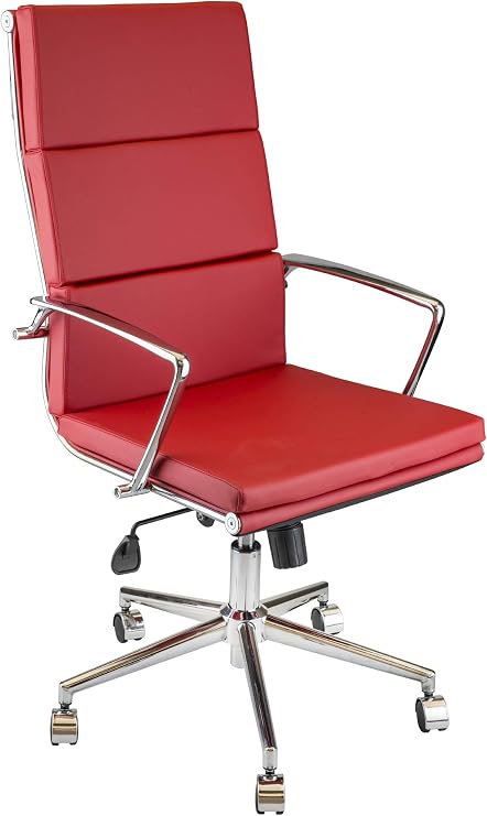 Sempre Ofis Flor Soft Yönetici Koltuğu & Ergonomik Ayarlanabilir Ofis Koltuk Tasarımı & 360 Derece Dönebilir ve Düz Kolçaklı Dizayn (Kırmızı)