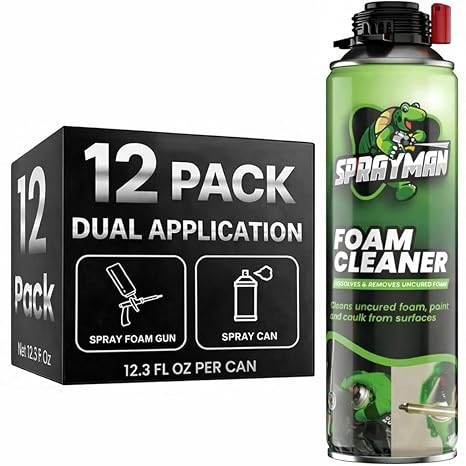 Spray Foam Gun Cleaner - Expanding Polyurethane Foam and Insulation Sealant Remover | 12 Pack Can 12.3 Oz.