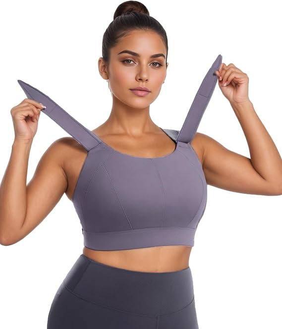 Adjustable High Impact Sports Bras Molded Cup Plus Size Bra for Large Bust Women Running Workout Gym Fitness
