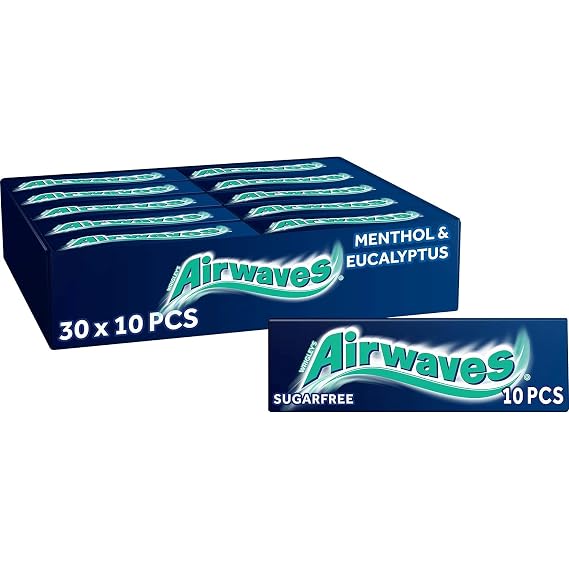 Airwaves Menthol & Eucalyptus Flavour Sugarfree Chewing Gum 10 Pellets 30 x 15g by Wrigleys